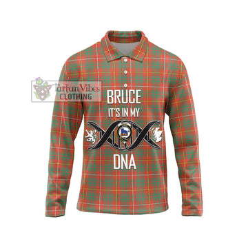 Bruce Ancient Tartan Long Sleeve Polo Shirt with Family Crest DNA In Me Style