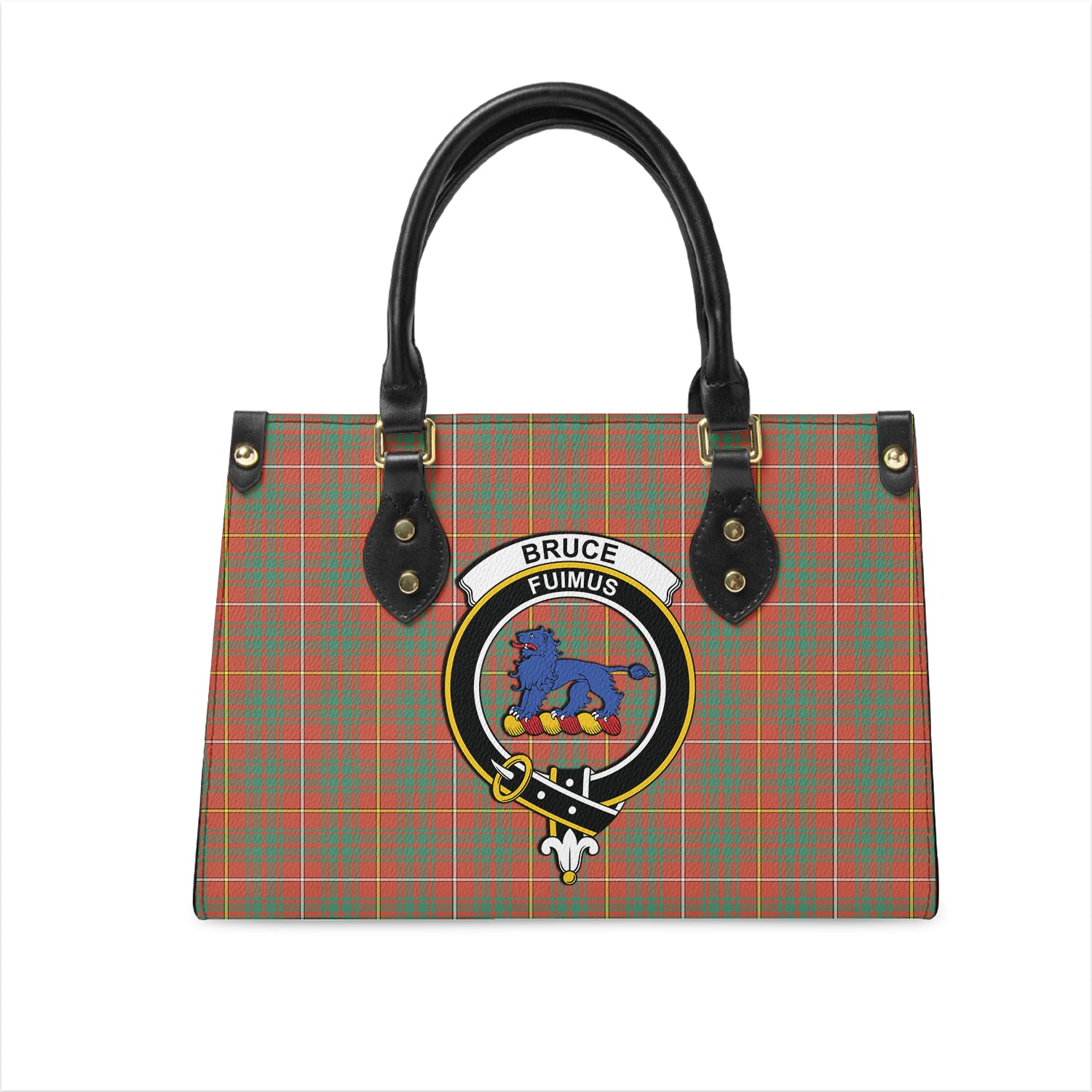 Bruce Ancient Tartan Leather Bag with Family Crest One Size 29*11*20 cm - Tartanvibesclothing