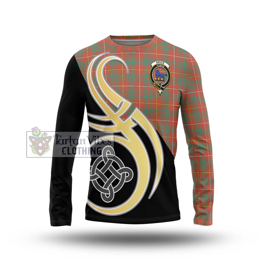 Bruce Ancient Tartan Long Sleeve T-Shirt with Family Crest and Celtic Symbol Style Unisex - Tartan Vibes Clothing