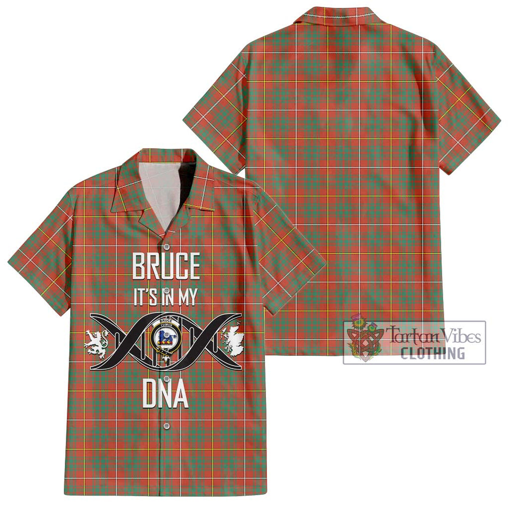 Bruce Ancient Tartan Short Sleeve Button Shirt with Family Crest DNA In Me Style Kid - Tartanvibesclothing Shop