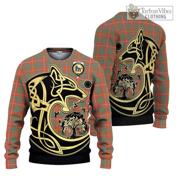 Bruce Ancient Tartan Ugly Sweater with Family Crest Celtic Wolf Style