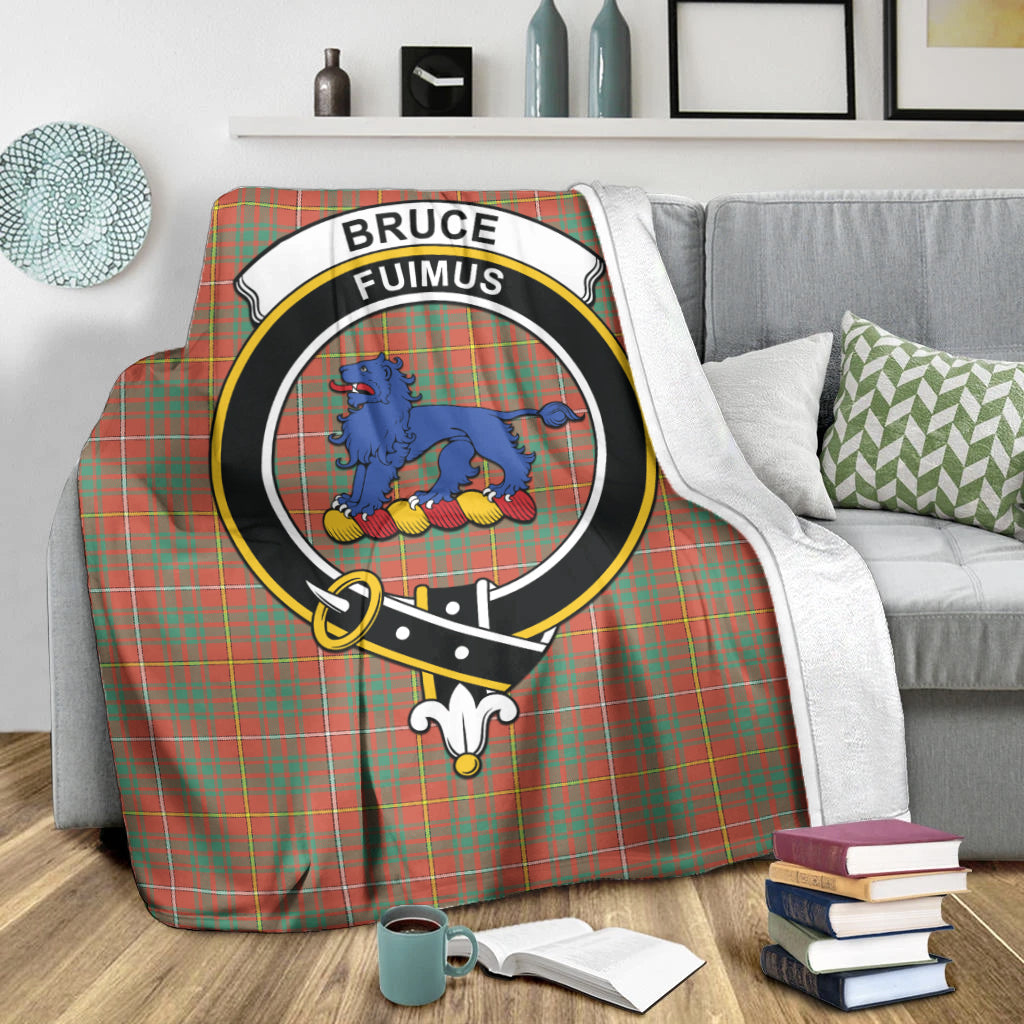 Bruce Ancient Tartan Blanket with Family Crest - Tartanvibesclothing