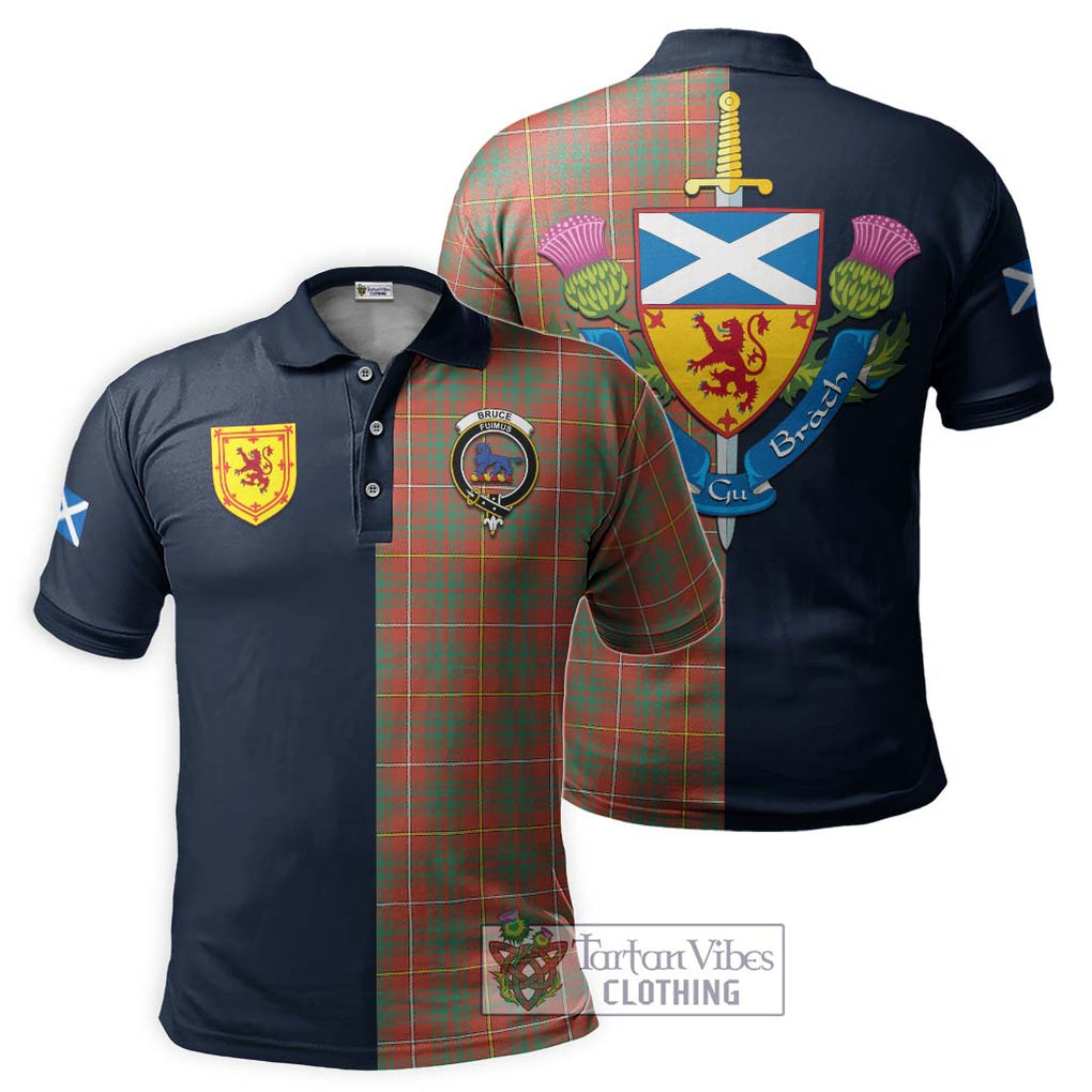 Tartan Vibes Clothing Bruce Ancient Tartan Polo Shirt with Scottish Lion Royal Arm Half Style