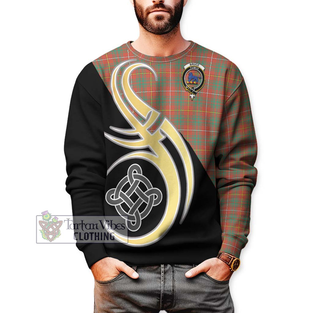 Bruce Ancient Tartan Sweatshirt with Family Crest and Celtic Symbol Style Unisex - Tartan Vibes Clothing