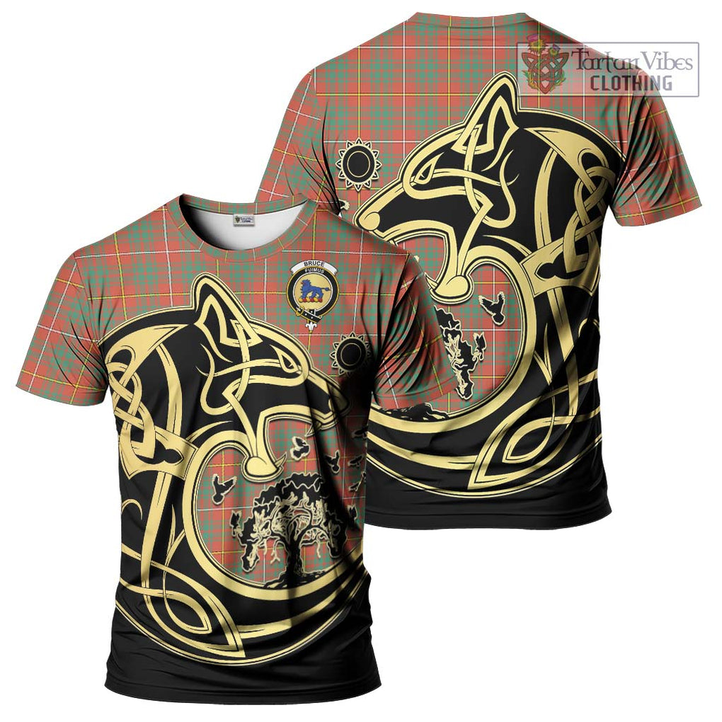 Bruce Ancient Tartan T-Shirt with Family Crest Celtic Wolf Style Kid's Shirt - Tartan Vibes Clothing