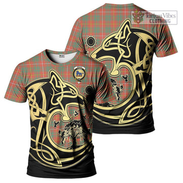 Bruce Ancient Tartan T-Shirt with Family Crest Celtic Wolf Style