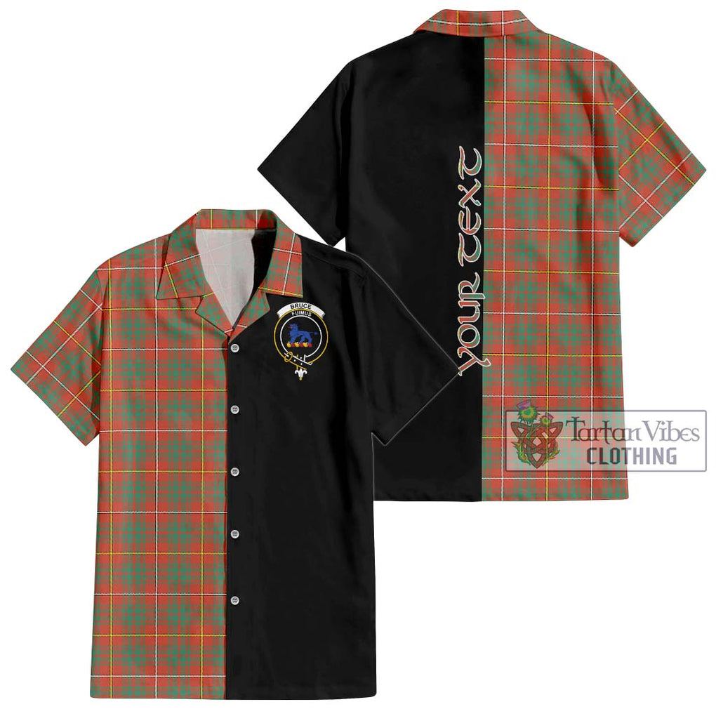 Bruce Ancient Tartan Short Sleeve Button Shirt with Family Crest and Half Of Me Style Kid - Tartanvibesclothing Shop