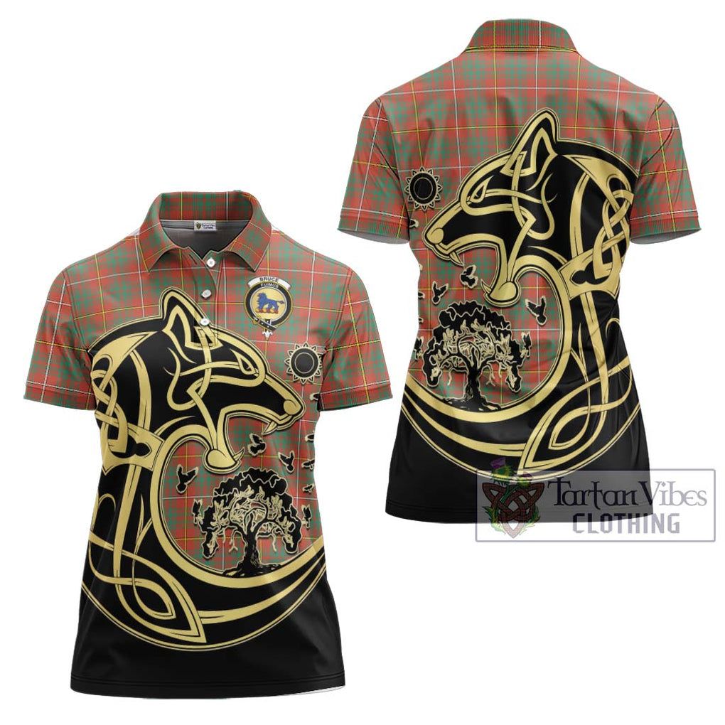 Bruce Ancient Tartan Women's Polo Shirt with Family Crest Celtic Wolf Style Women - Tartanvibesclothing Shop