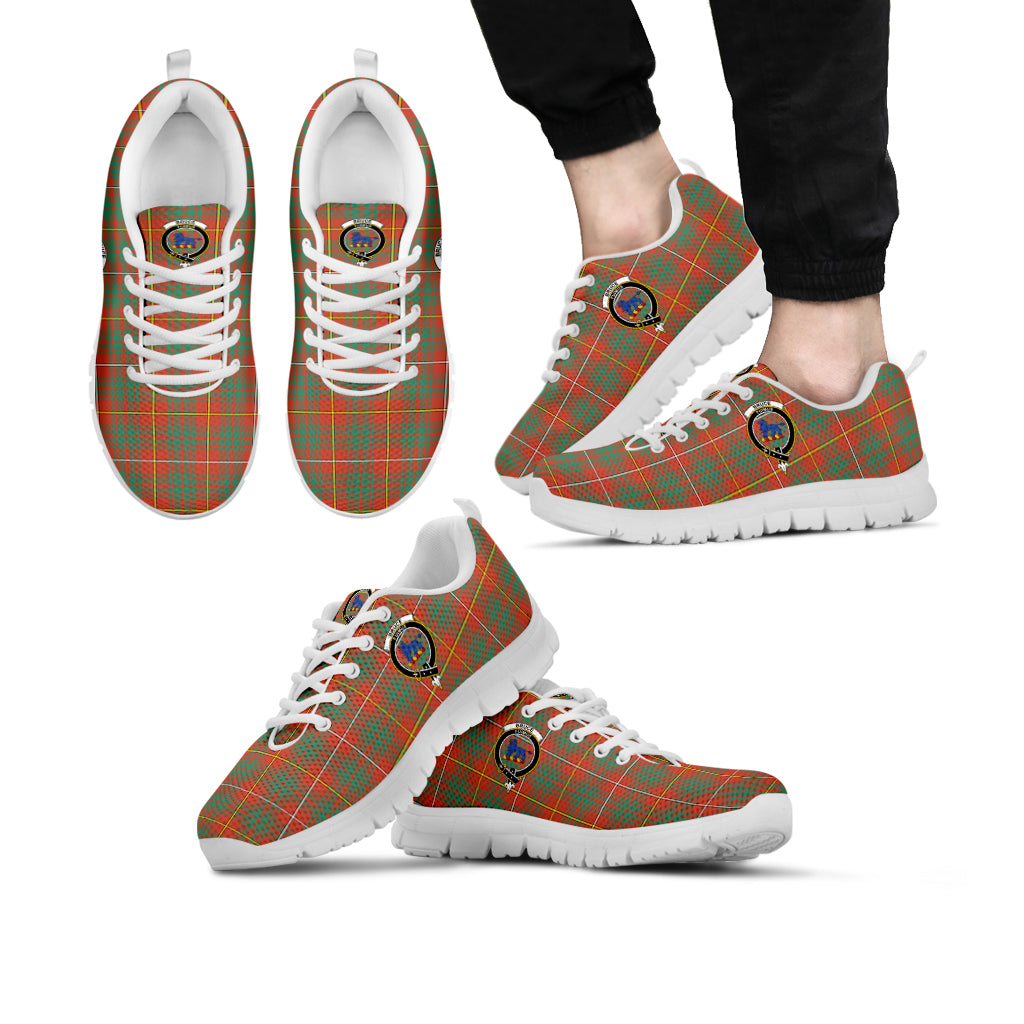 Bruce Ancient Tartan Sneakers with Family Crest Kid's Sneakers - Tartan Vibes Clothing