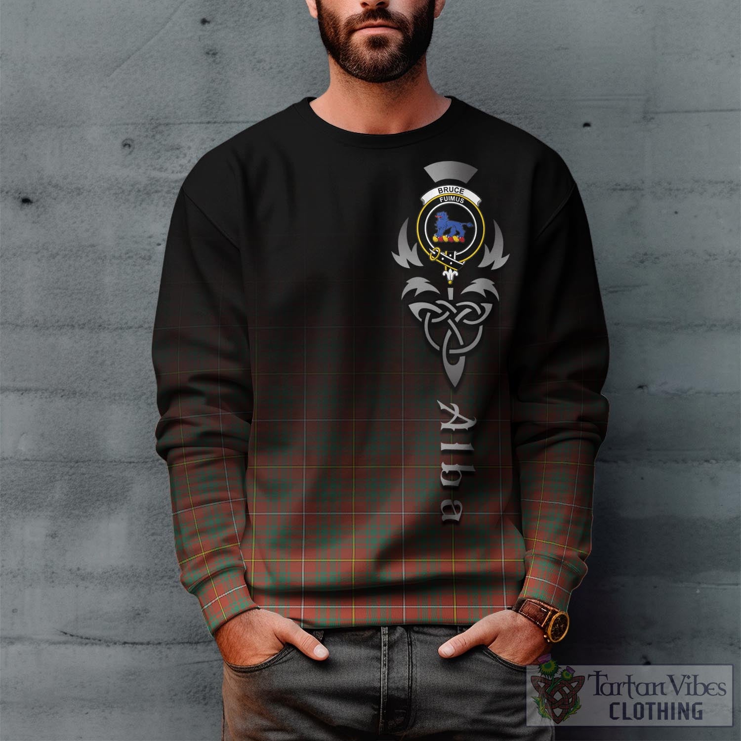 Tartan Vibes Clothing Bruce Ancient Tartan Sweatshirt Featuring Alba Gu Brath Family Crest Celtic Inspired