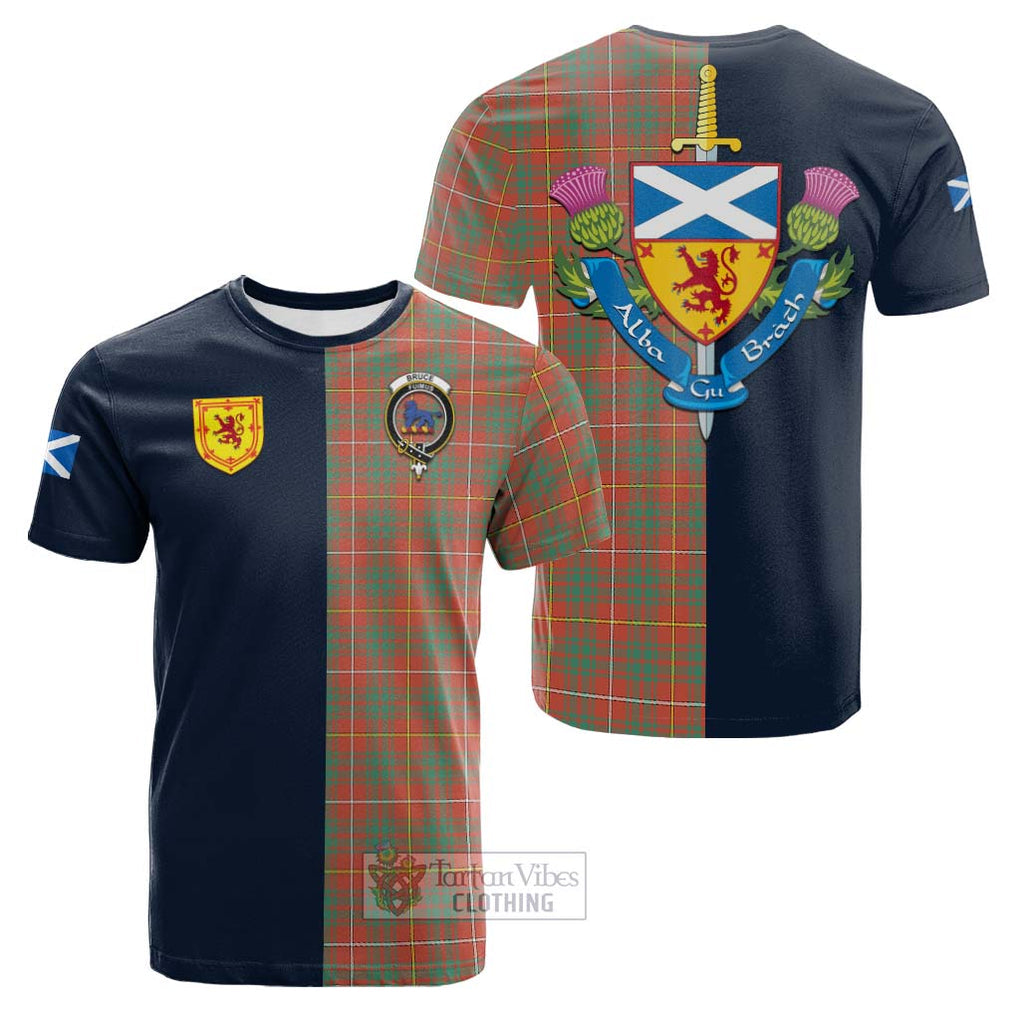 Tartan Vibes Clothing Bruce Ancient Tartan Cotton T-shirt with Scottish Lion Royal Arm Half Style