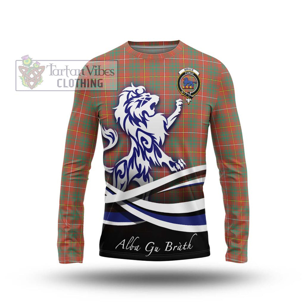 Bruce Ancient Tartan Long Sleeve T-Shirt with Alba Gu Brath Regal Lion Emblem Unisex - Tartanvibesclothing Shop