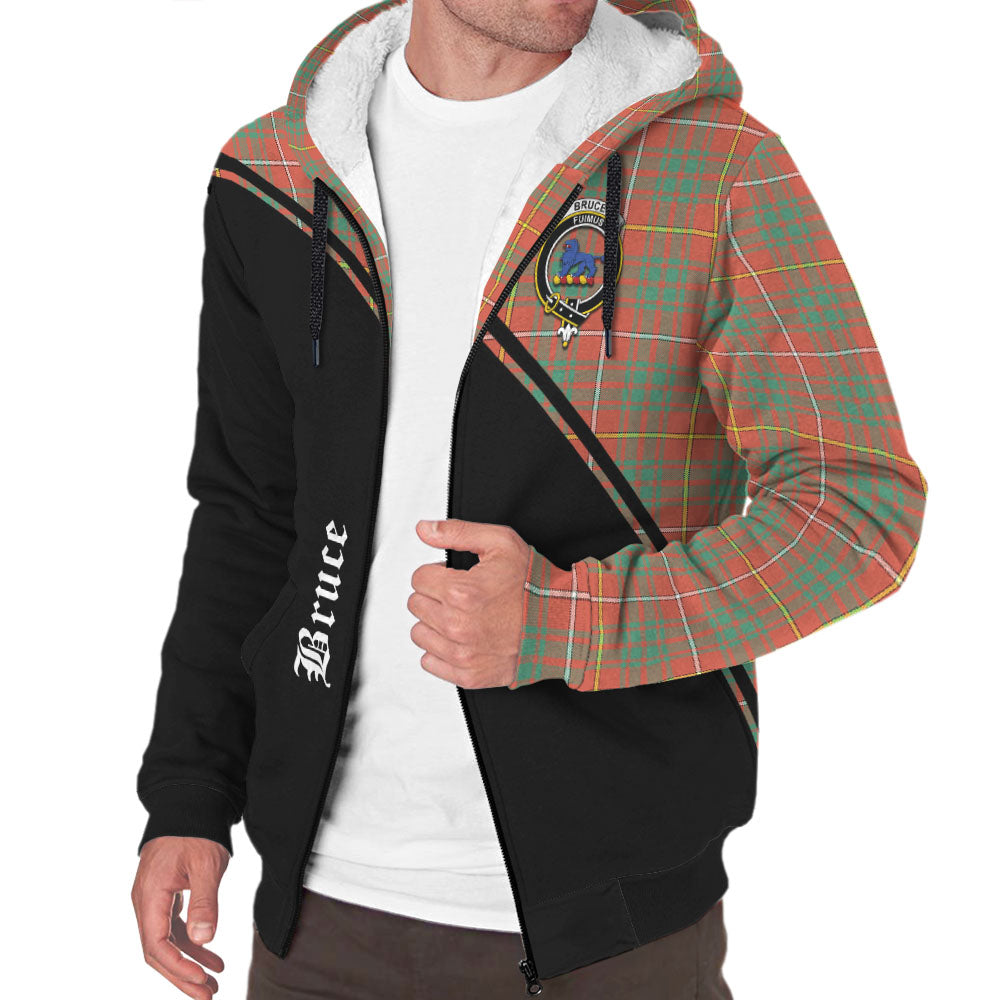 Bruce Ancient Tartan Sherpa Hoodie with Family Crest Curve Style Unisex - Tartanvibesclothing