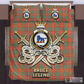 Bruce Ancient Tartan Bedding Set with Clan Crest and the Golden Sword of Courageous Legacy