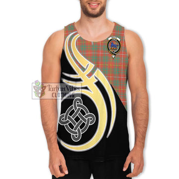 Bruce Ancient Tartan Men's Tank Top with Family Crest and Celtic Symbol Style