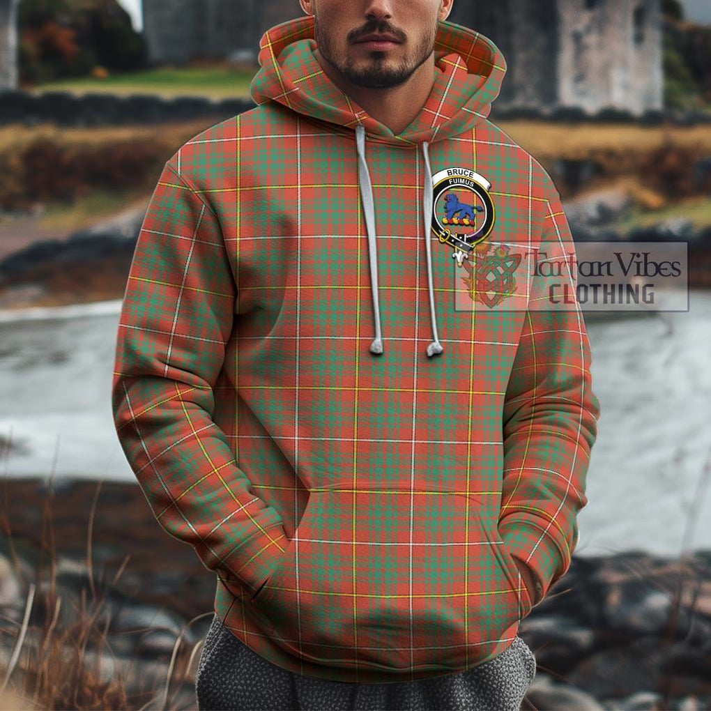 Bruce Ancient Tartan Cotton Hoodie with Family Crest Pullover Hoodie XS - Tartan Vibes Clothing