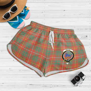 Bruce Ancient Tartan Womens Shorts with Family Crest