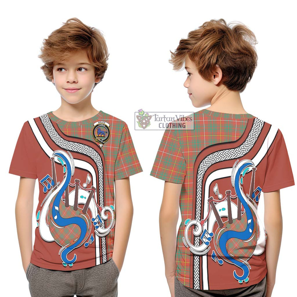 Tartan Vibes Clothing Bruce Ancient Tartan Kid T-Shirt with Epic Bagpipe Style