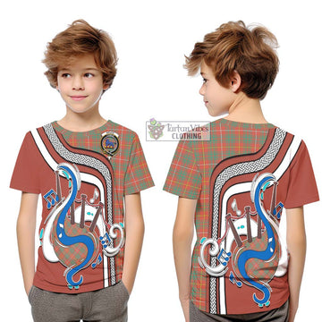 Bruce Ancient Tartan Kid T-Shirt with Epic Bagpipe Style