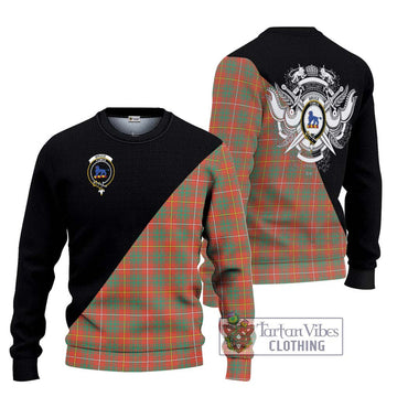 Bruce Ancient Tartan Ugly Sweater with Family Crest and Military Logo Style