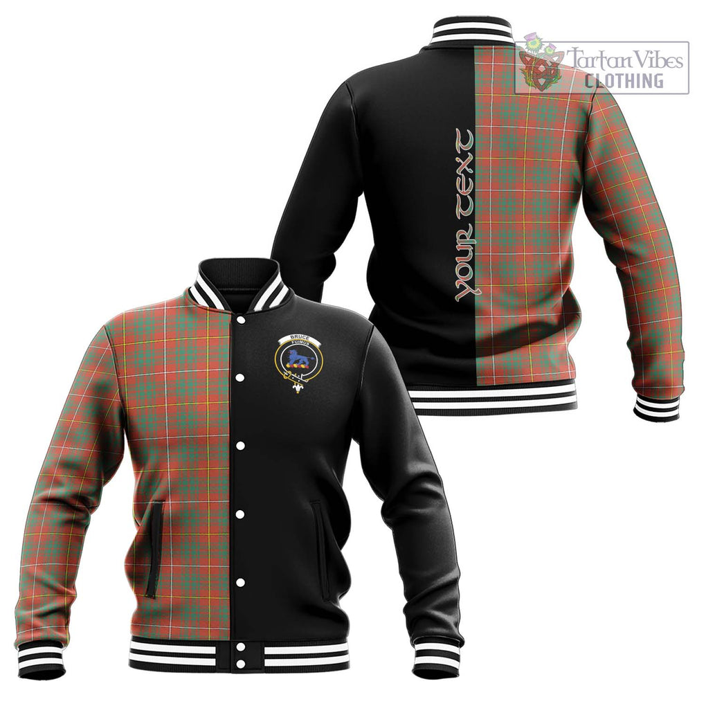 Bruce Ancient Tartan Baseball Jacket with Family Crest and Half Of Me Style Unisex - Tartanvibesclothing Shop