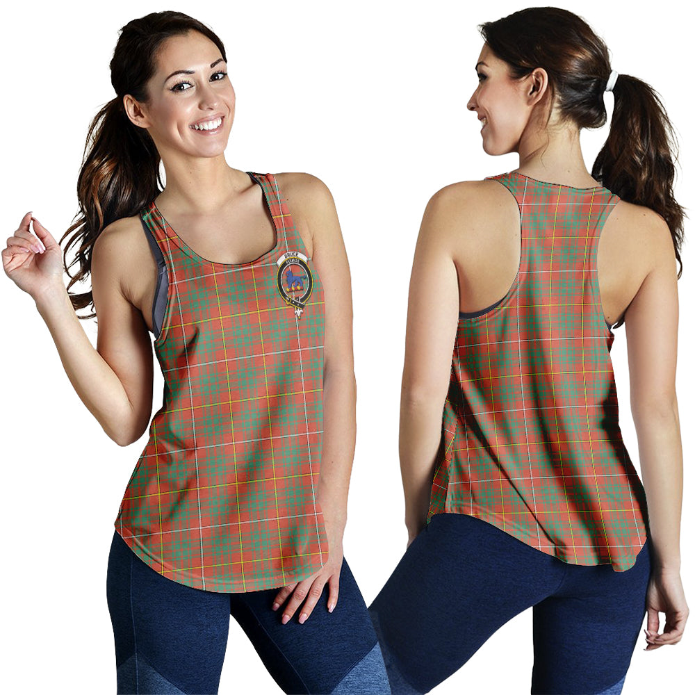 Bruce Ancient Tartan Women Racerback Tanks with Family Crest - Tartanvibesclothing