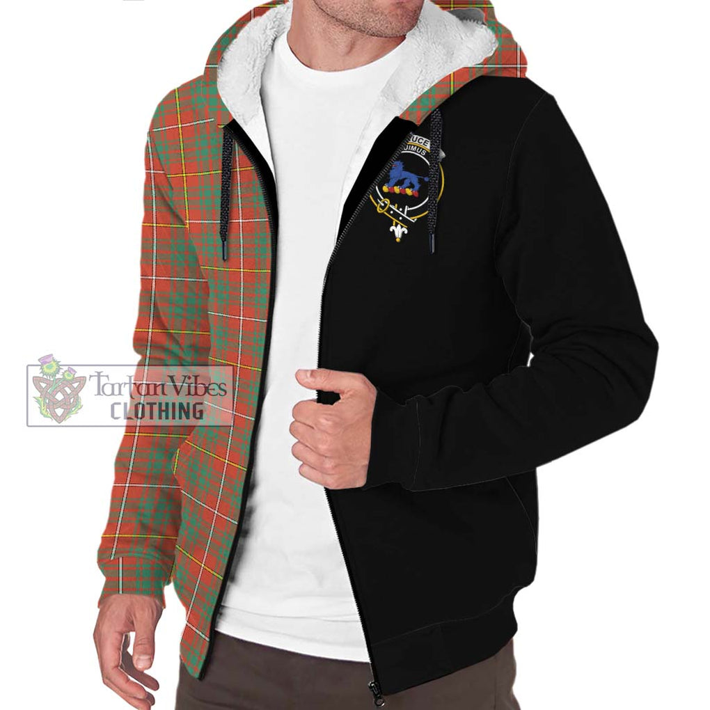 Bruce Ancient Tartan Sherpa Hoodie with Family Crest and Half Of Me Style Unisex S - Tartanvibesclothing Shop