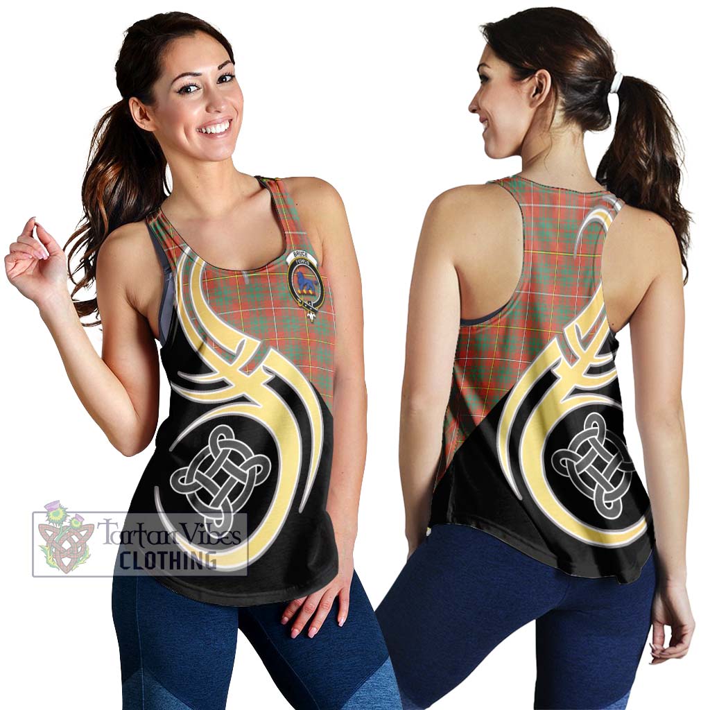 Bruce Ancient Tartan Women's Racerback Tanks with Family Crest and Celtic Symbol Style 4XL - Tartan Vibes Clothing