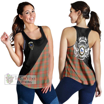 Bruce Ancient Tartan Women's Racerback Tanks with Family Crest and Military Logo Style