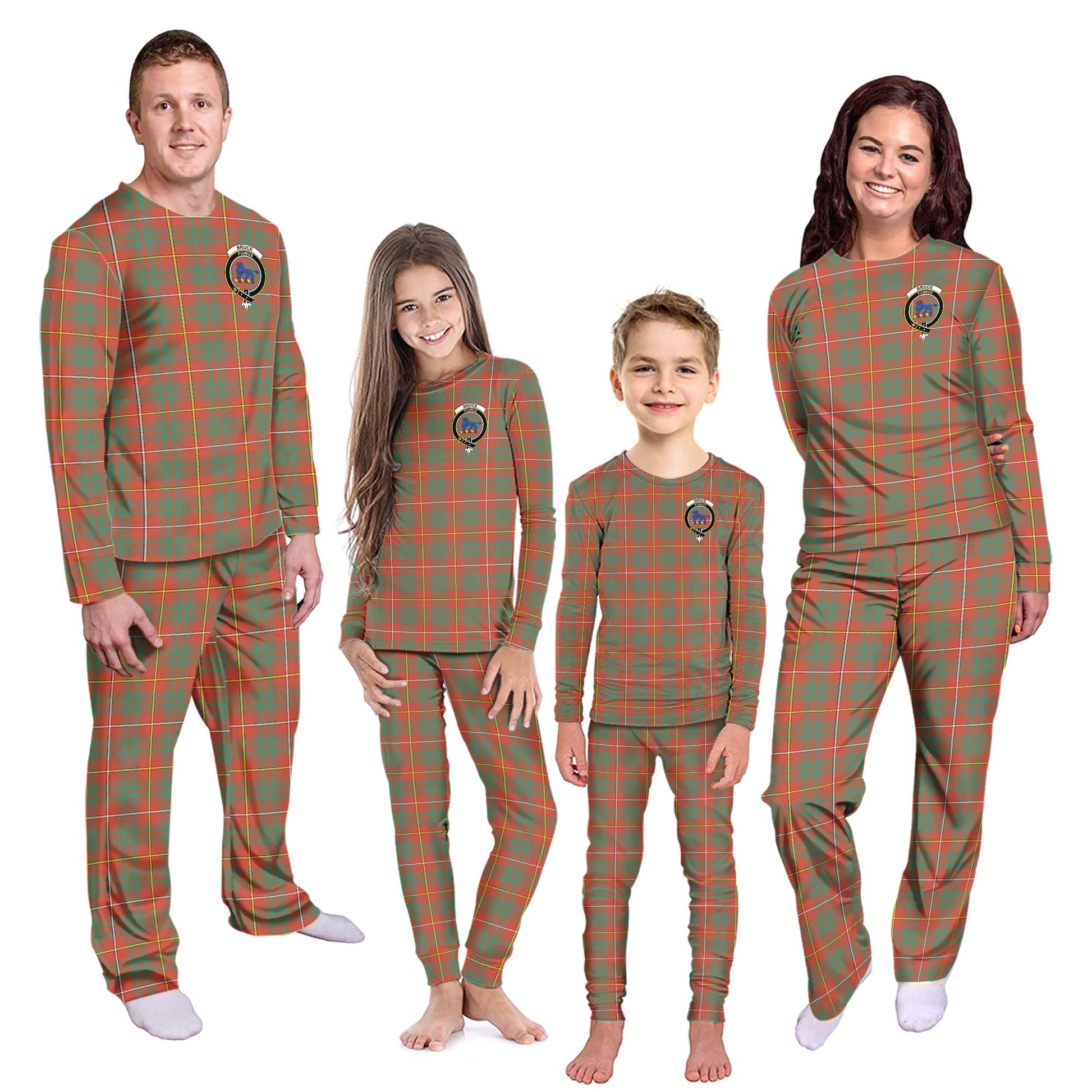 Bruce Ancient Tartan Pajamas Family Set with Family Crest Kid - Tartan Vibes Clothing