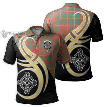 Bruce Ancient Tartan Polo Shirt with Family Crest and Celtic Symbol Style