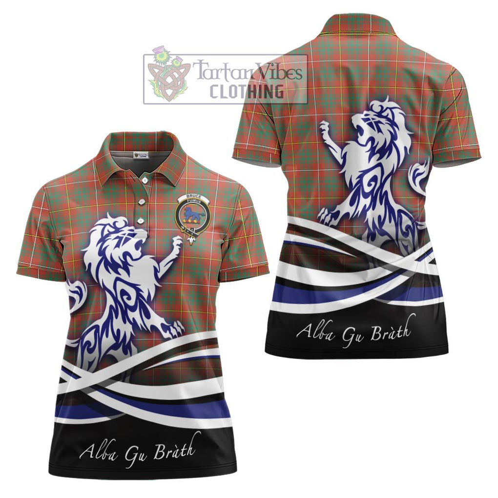 Bruce Ancient Tartan Women's Polo Shirt with Alba Gu Brath Regal Lion Emblem Women - Tartanvibesclothing Shop