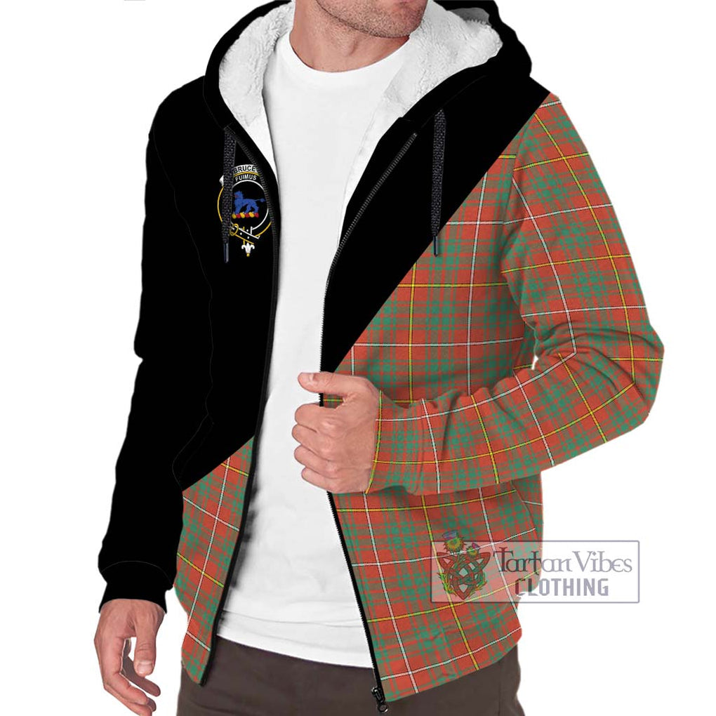 Bruce Ancient Tartan Sherpa Hoodie with Family Crest and Military Logo Style Unisex S - Tartanvibesclothing Shop