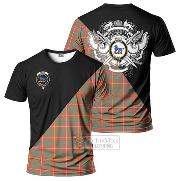 Bruce Ancient Tartan T-Shirt with Family Crest and Military Logo Style