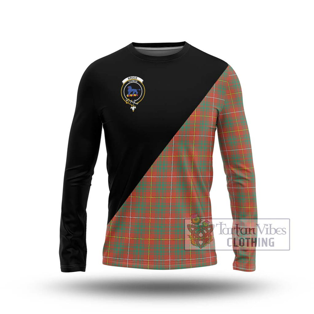 Bruce Ancient Tartan Long Sleeve T-Shirt with Family Crest and Military Logo Style Unisex - Tartanvibesclothing Shop