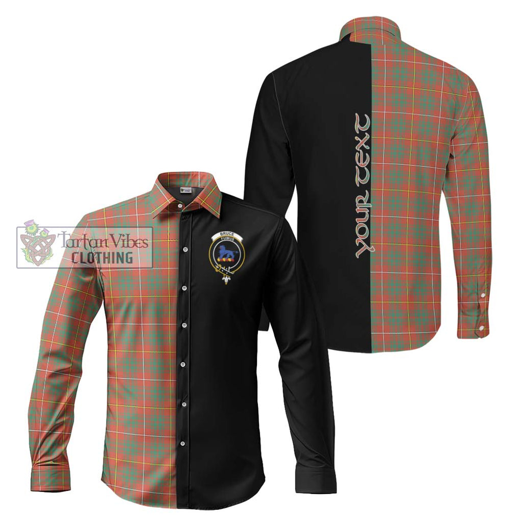 Bruce Ancient Tartan Long Sleeve Button Shirt with Family Crest and Half Of Me Style Men's Shirt S - Tartanvibesclothing Shop