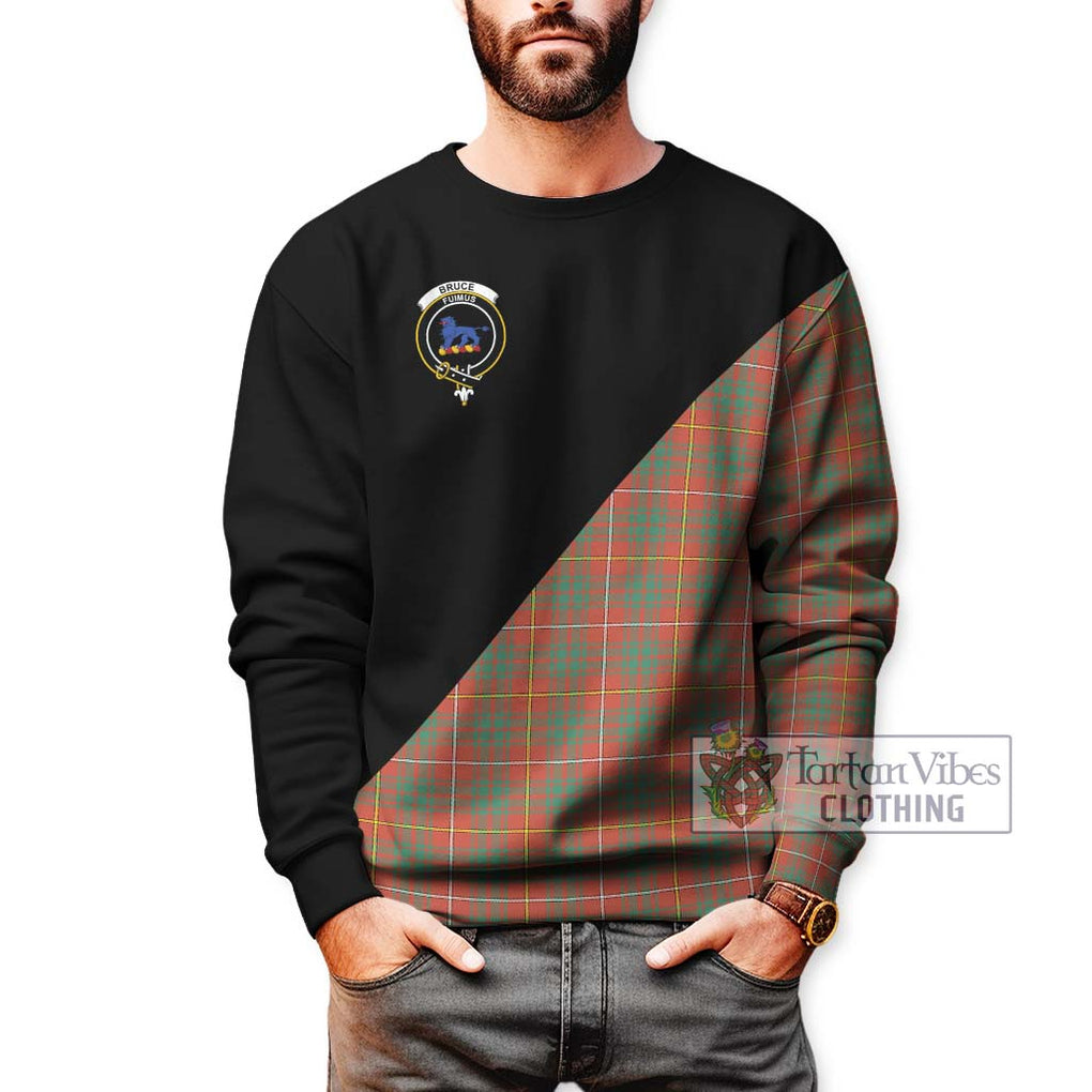 Bruce Ancient Tartan Sweatshirt with Family Crest and Military Logo Style Unisex - Tartanvibesclothing Shop