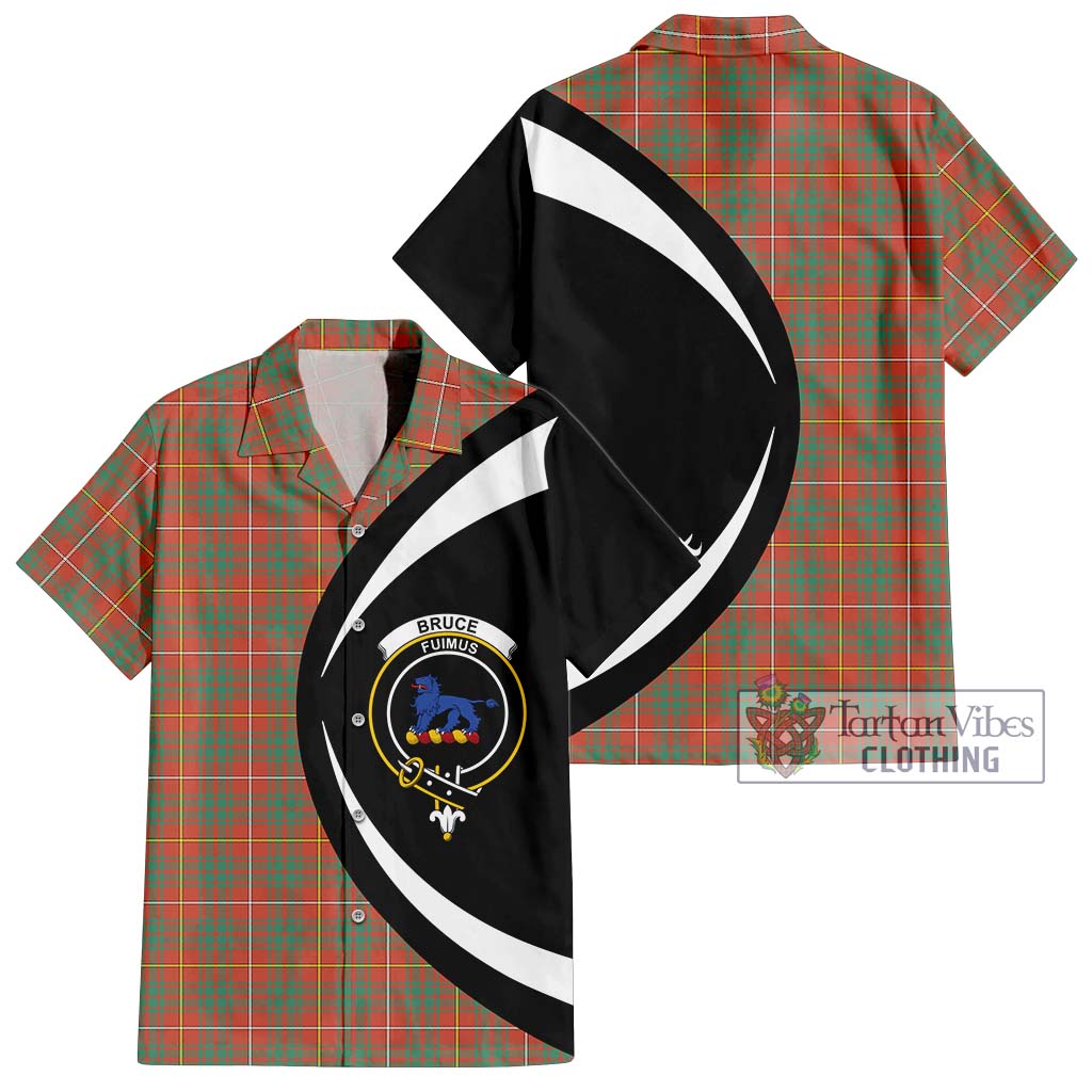 Bruce Ancient Tartan Short Sleeve Button Up with Family Crest Circle Style Kid - Tartan Vibes Clothing