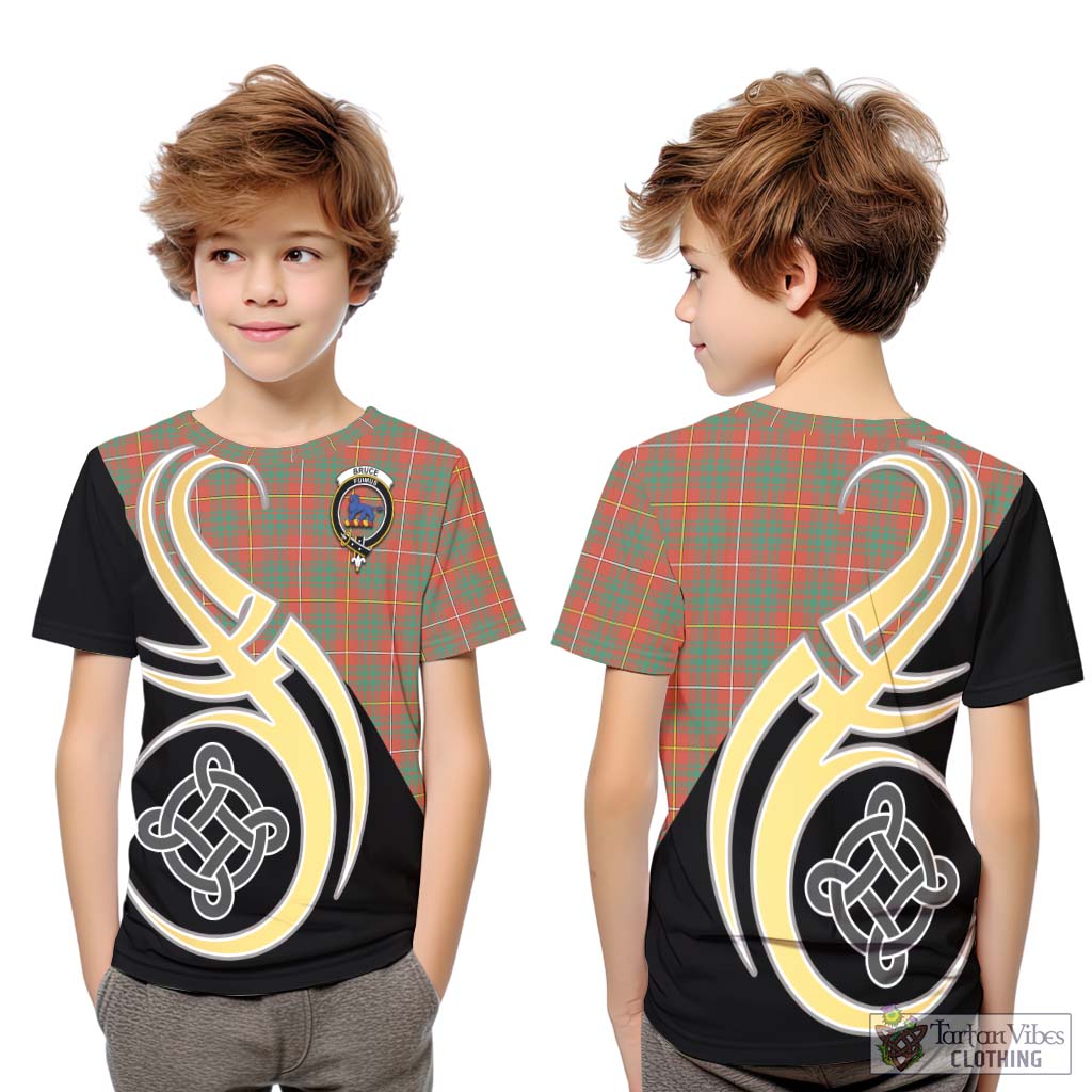 Bruce Ancient Tartan Kid T-Shirt with Family Crest and Celtic Symbol Style Youth XL Size14 - Tartan Vibes Clothing