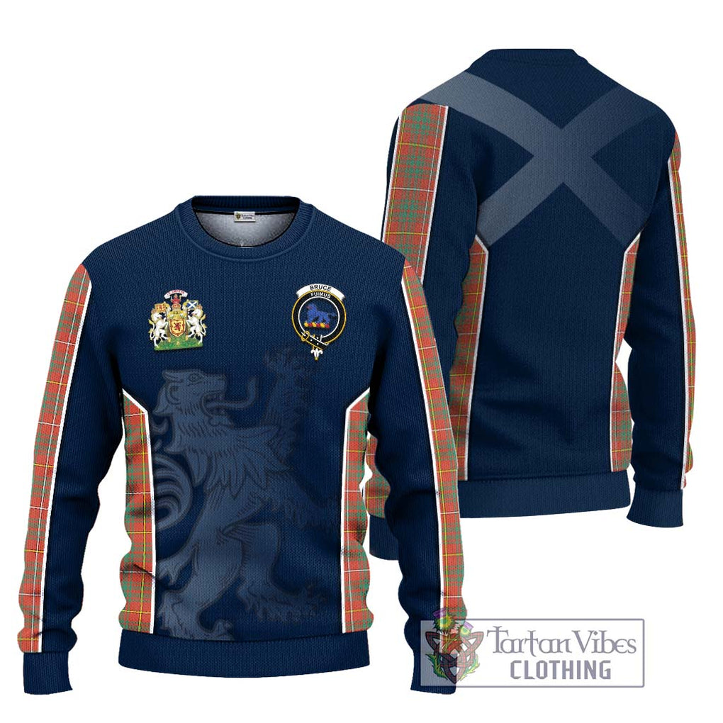 Bruce Ancient Tartan Knitted Sweater with Family Crest and Lion Rampant Vibes Sport Style Unisex - Tartan Vibes Clothing