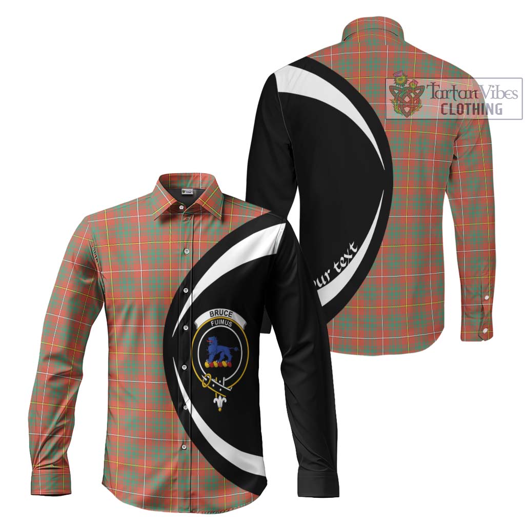 Bruce Ancient Tartan Long Sleeve Button Up with Family Crest Circle Style Men's Shirt S - Tartan Vibes Clothing