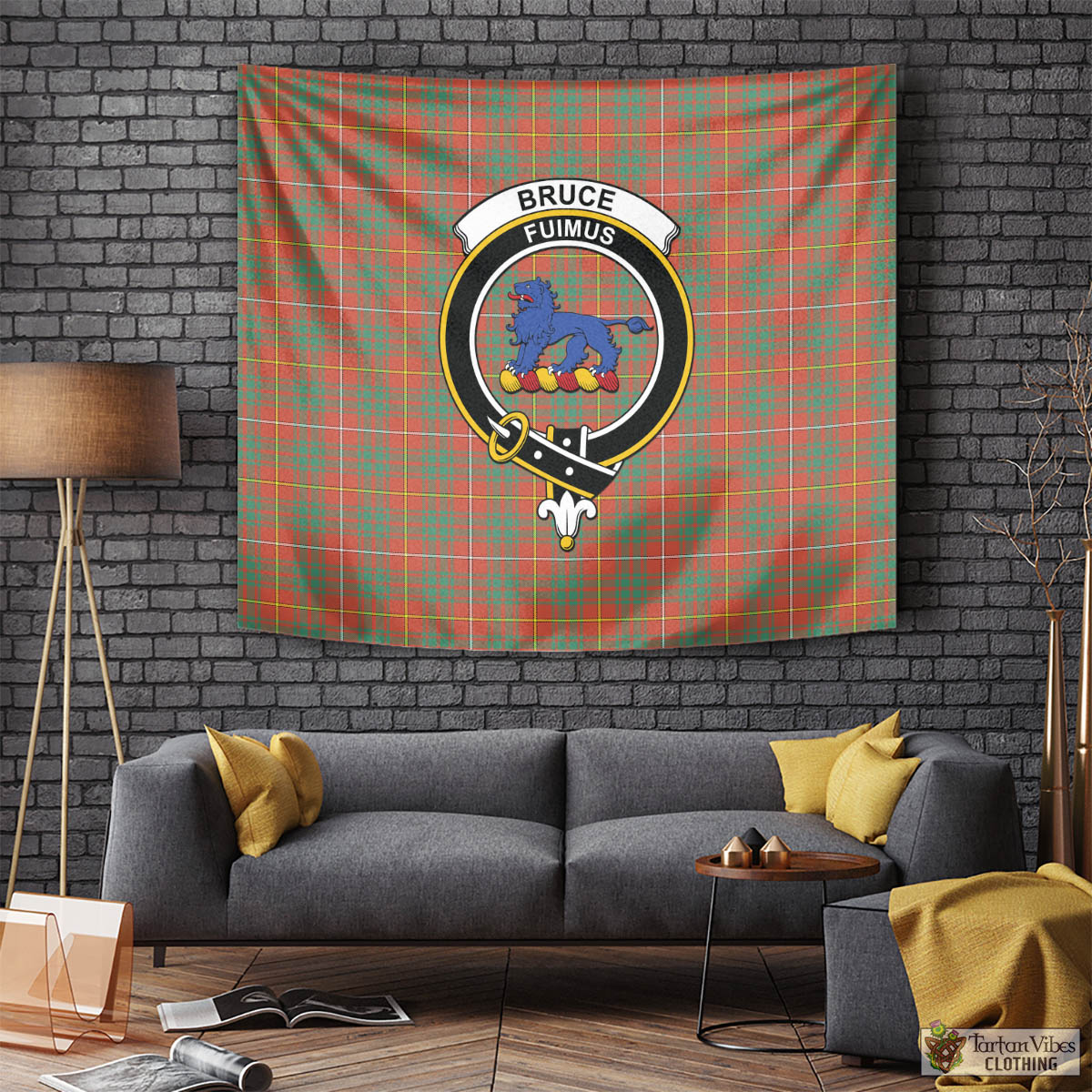 Tartan Vibes Clothing Bruce Ancient Tartan Tapestry Wall Hanging and Home Decor for Room with Family Crest