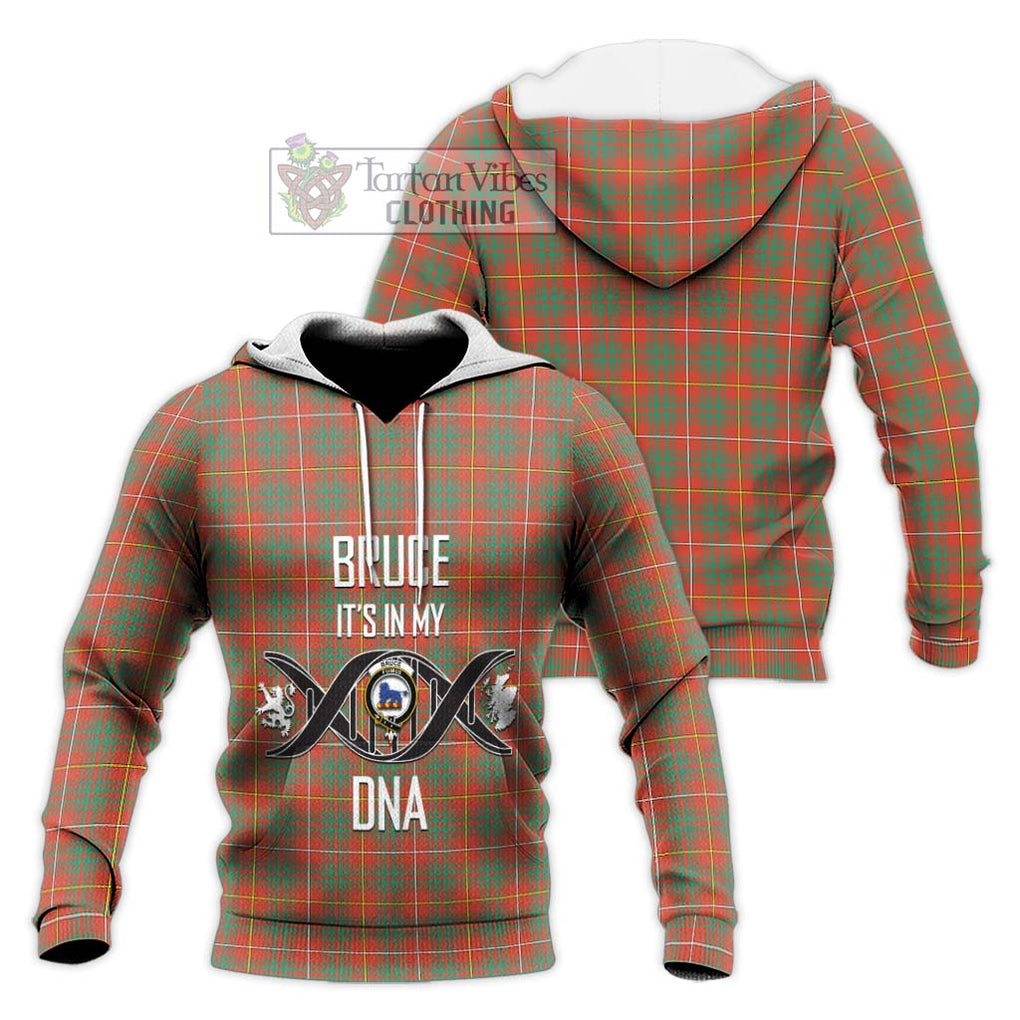 Bruce Ancient Tartan Knitted Hoodie with Family Crest DNA In Me Style Unisex Knitted Pullover Hoodie - Tartanvibesclothing Shop