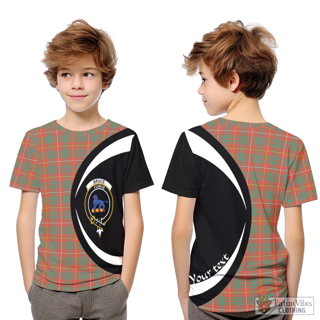 Bruce Ancient Tartan Kid T-Shirt with Family Crest Circle Style Youth XL Size14 - Tartan Vibes Clothing