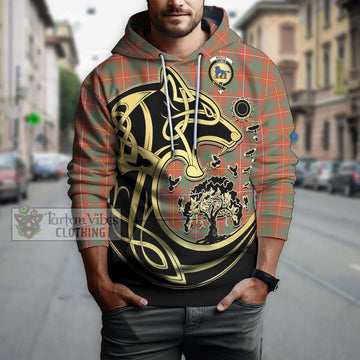 Bruce Ancient Tartan Hoodie with Family Crest Celtic Wolf Style