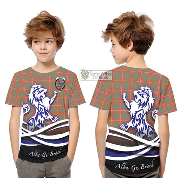 Bruce Ancient Tartan Kid T-Shirt with Alba Gu Brath Regal Lion Emblem