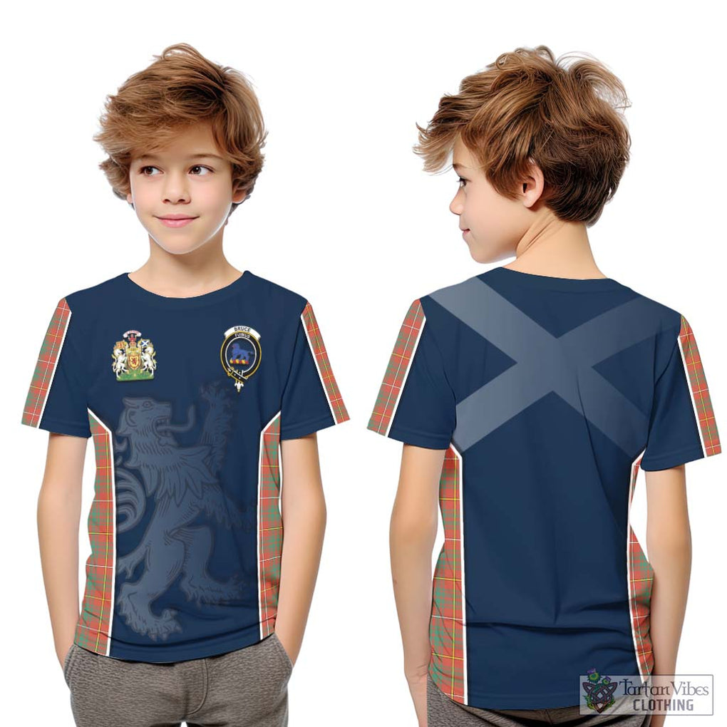 Bruce Ancient Tartan Kid T-Shirt with Family Crest and Lion Rampant Vibes Sport Style Youth XL Size14 - Tartan Vibes Clothing