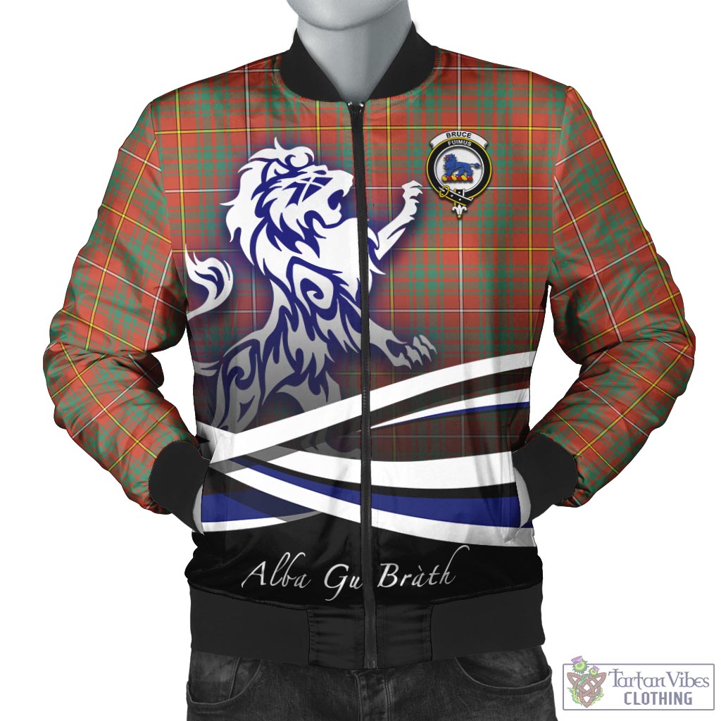 Tartan Vibes Clothing Bruce Ancient Tartan Bomber Jacket with Alba Gu Brath Regal Lion Emblem