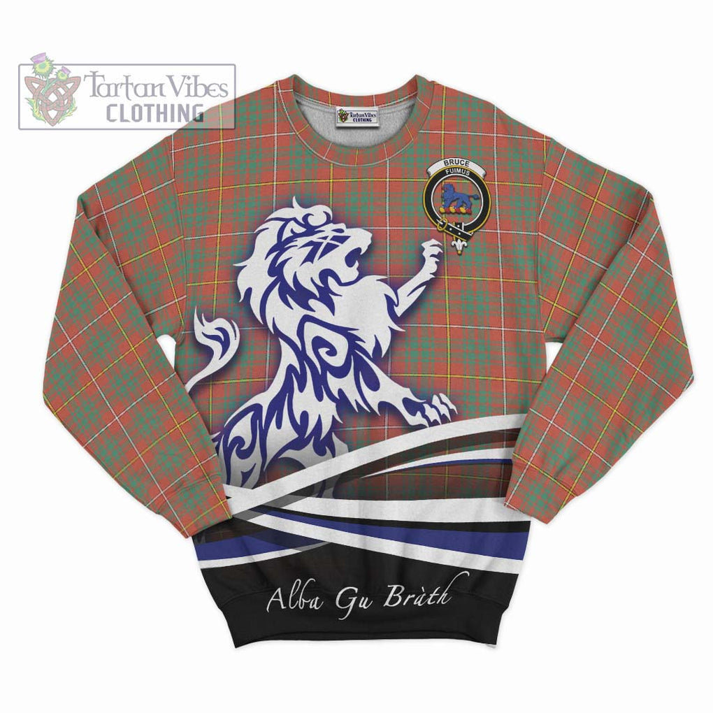 Bruce Ancient Tartan Sweatshirt with Alba Gu Brath Regal Lion Emblem - Tartanvibesclothing Shop