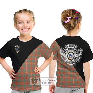 Bruce Ancient Tartan Kid T-Shirt with Family Crest and Military Logo Style